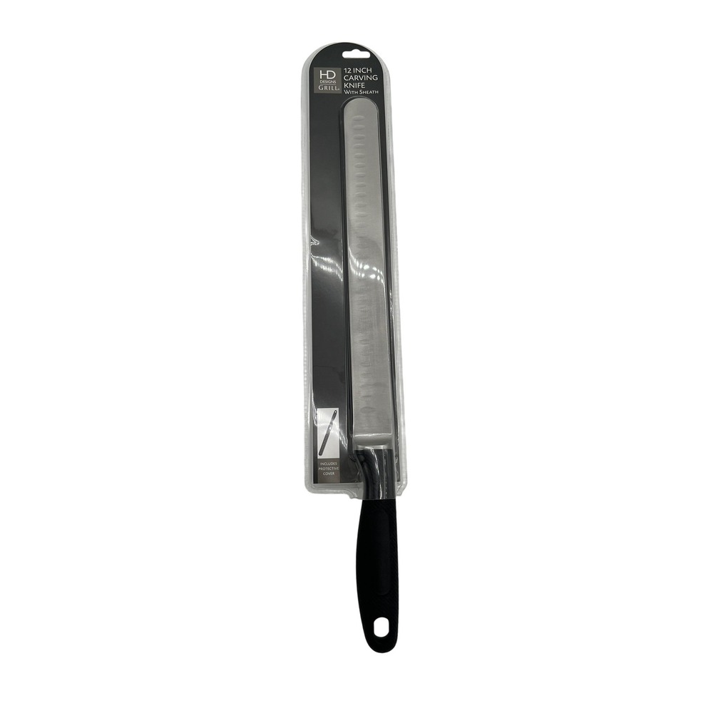 HD Designs Grill 12 Inch Carving Knife Stainless Steel with Sheath Protective